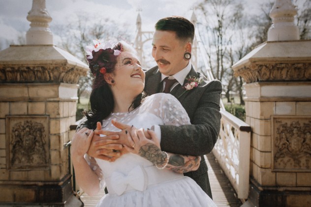 Rockabilly bride and groom Shropshire