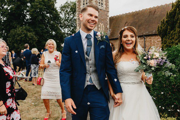 Confetti shot with Bobbington Church in the background