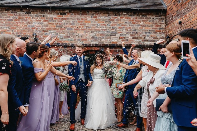 Confetti in the courtyard at Blakelands Country House