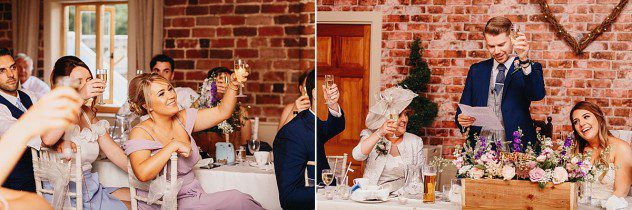 Bride's reaction to speeches