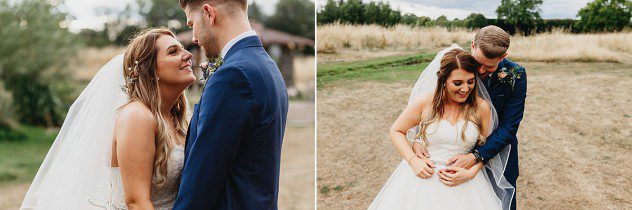 Bride and Groom in the grounds of Blakelands Country House
