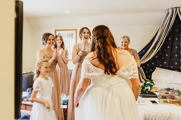 Bridal reveal to bridesmaids