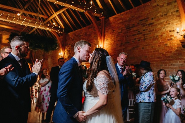 First kiss at Dovecote Events, Bo Peep Farm