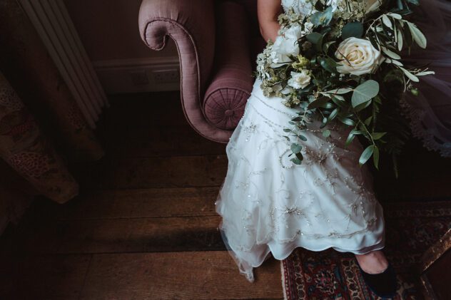 Green and white wedding bouquet