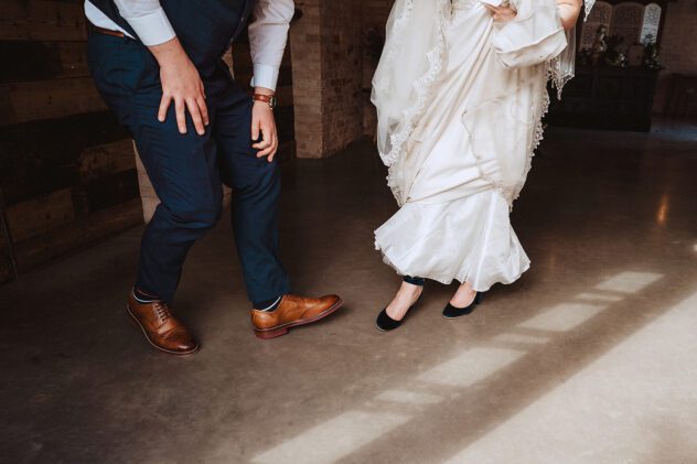 Dancing feet of bride and groom at Iscoyd Park Wedding reception