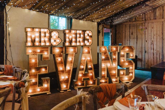 Mr and Mrs Evans Light Up Letters at Stanford Farm