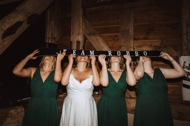 Team Robbo ski shot at Pimhill barn wedding