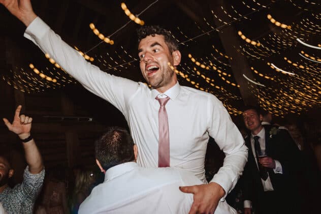 Guests dancing at Pimhill barn wedding