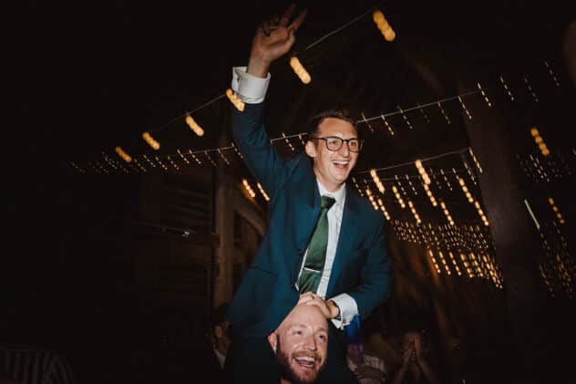 Guests dancing at Pimhill barn wedding