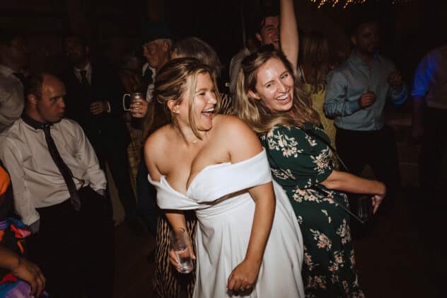 Guests dancing at Pimhill barn wedding