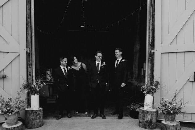 Grooms party pre ceremony at Pimhill barn wedding