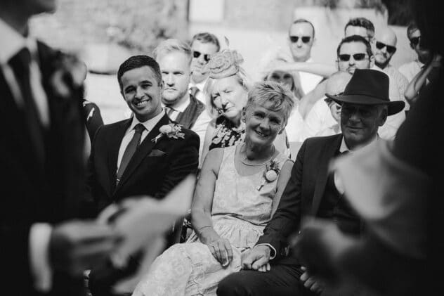 Guests watch ceremony at Pimhill barn wedding