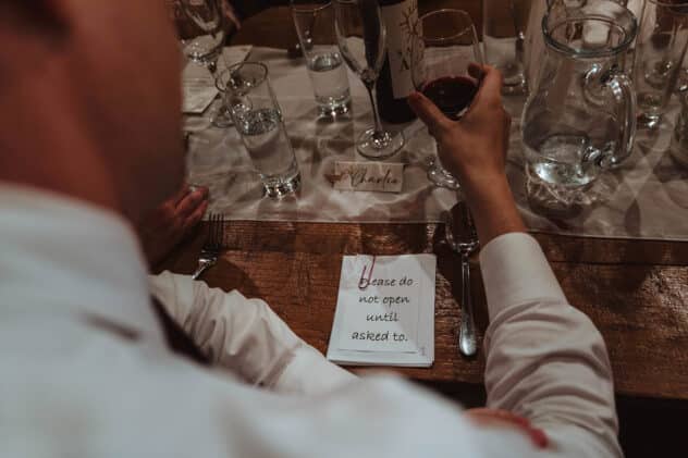 Please do not open until asked to note on table during speeches at Pimhill barn wedding