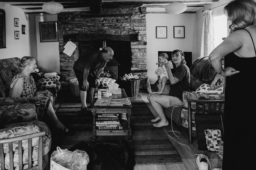 Documentary Shropshire wedding photography of guests getting ready for wedding