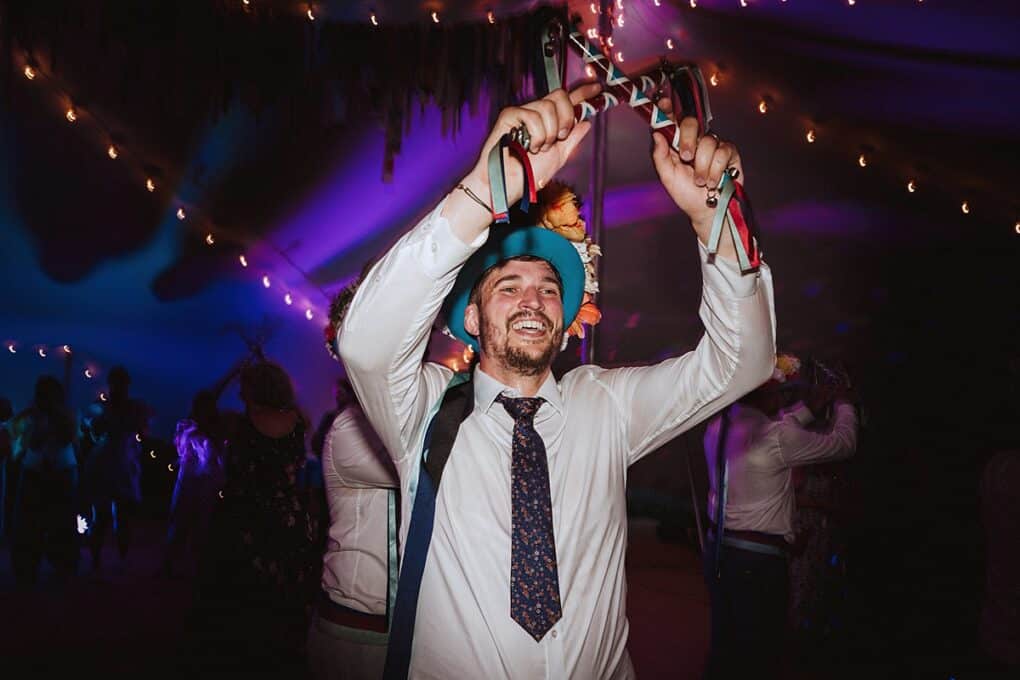 Morris dancing groom at Shropshire wedding