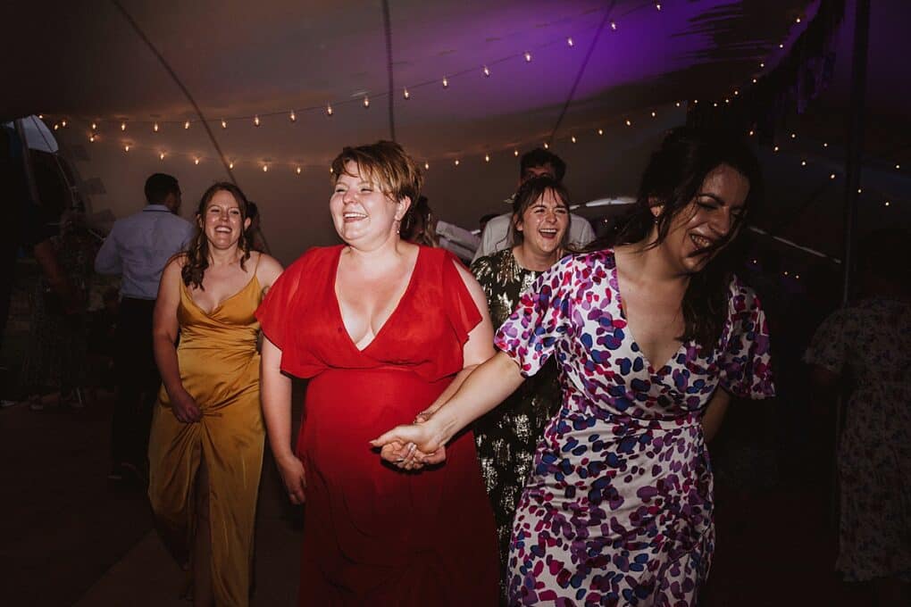 Shropshire wedding photography of the wedding guests dancing