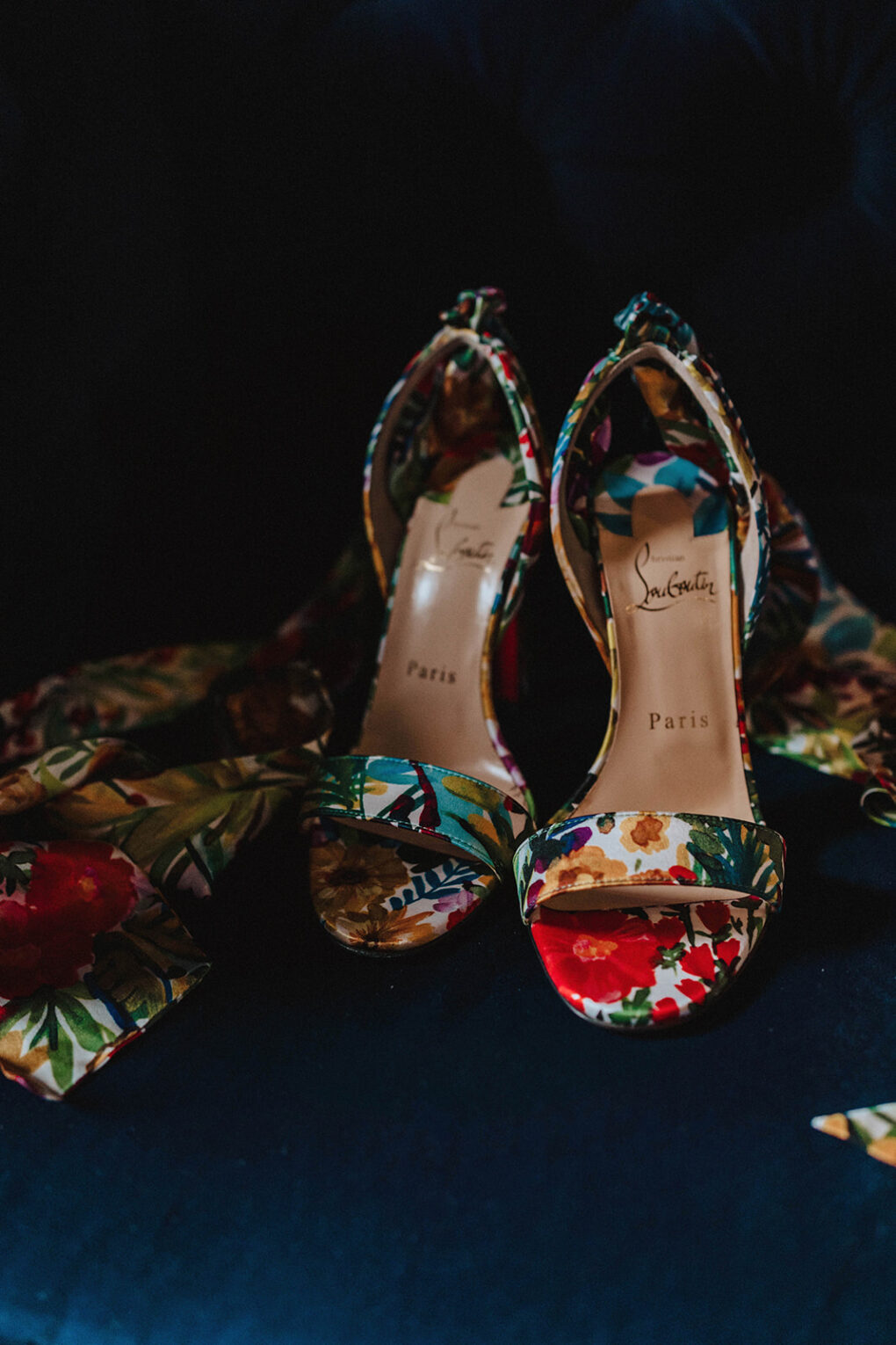A pair of floral louboutins