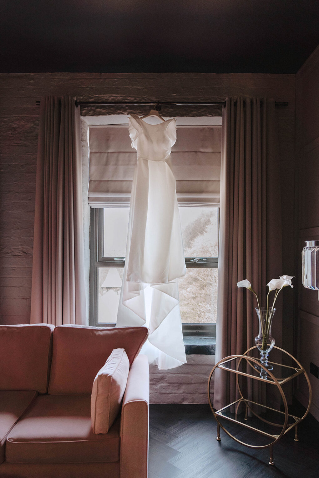 Jesus Piero wedding gown hanging in The Venue Halifax